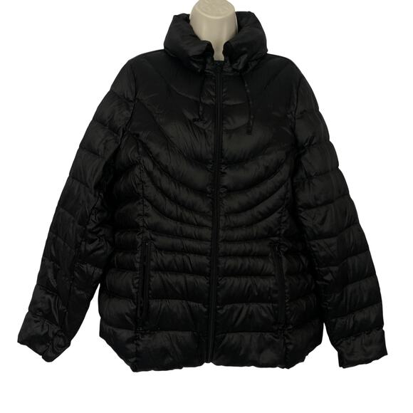 a.n.a Jackets & Blazers - ANA Packable Premium Down Jacket Womens 1X Black Puffer Hide Away Hood Hooded